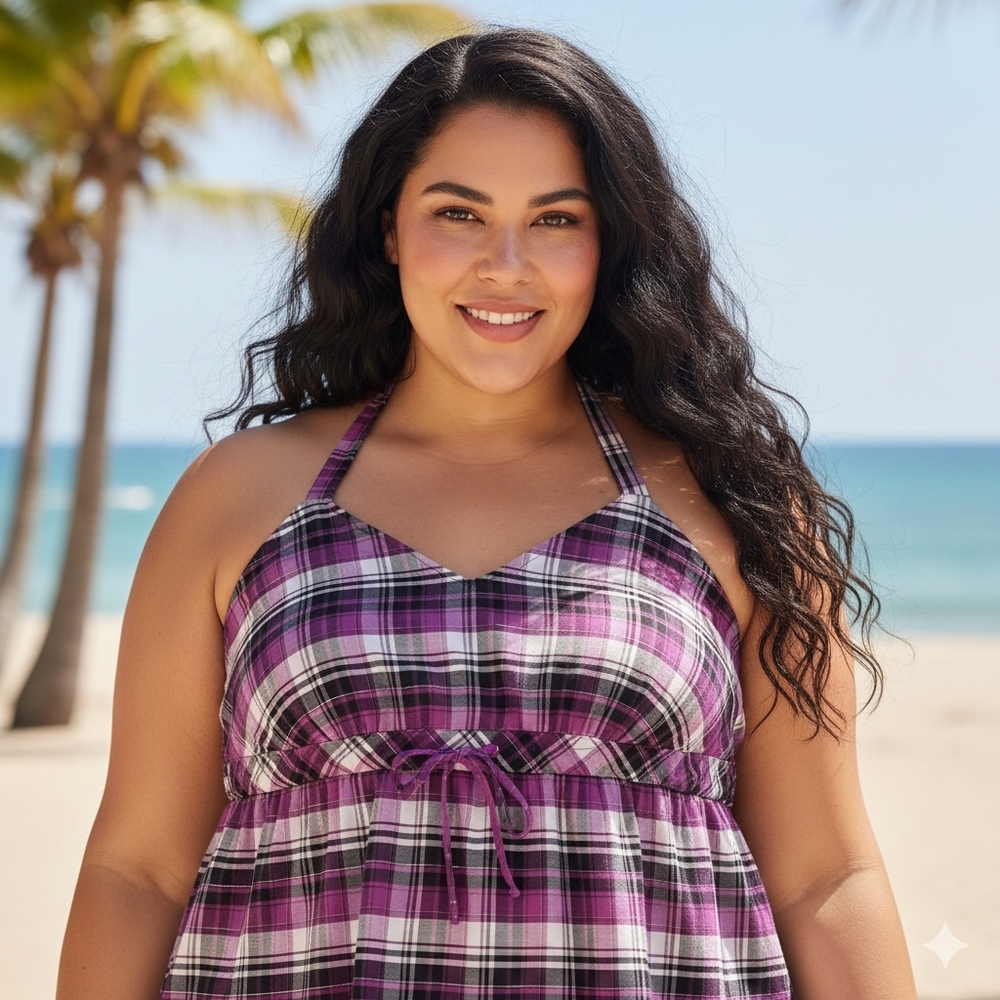 MXM Size 20 Purple Plaid Halter Top